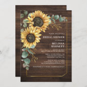 フローラひまわりユーカリ素朴ブライダルシャワー 招待状 (正面/裏面)