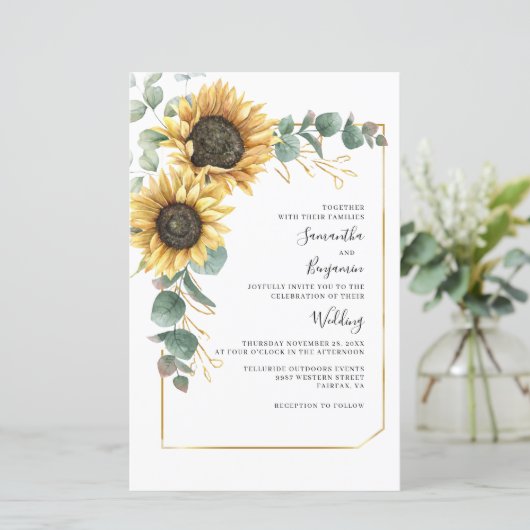 フローラひまわりユーカリ結婚式招待状 (スタンド正面)