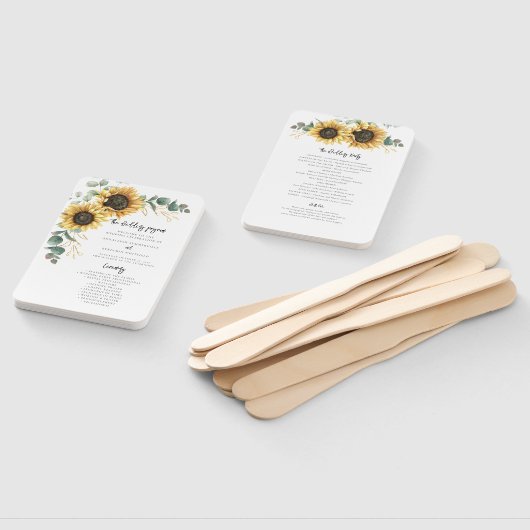 フローラひまわりユーカリ結婚式 プログラム ハンドファン (組立なし)