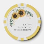 フローラひまわりユーカリ50誕生日 ポーカーチップ (正面)