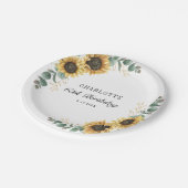 フローラひまわりユーカリ60誕生日 ペーパープレート (アングル)