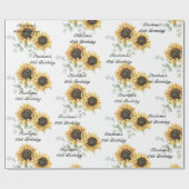 フローラひまわりユーカリ60誕生日 ラッピングペーパー (フラット)