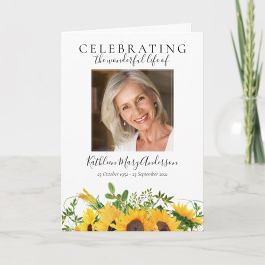 フローラひまわり写真折り畳みメモリアル葬儀 プログラム (正面)