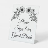 フローラひまわり白黒結婚ズゲストブック 台座サイン (正面)