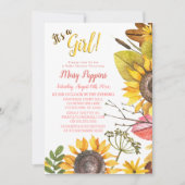 フローラひまわり素朴園の女の子のベビーシャワー 招待状 (正面)