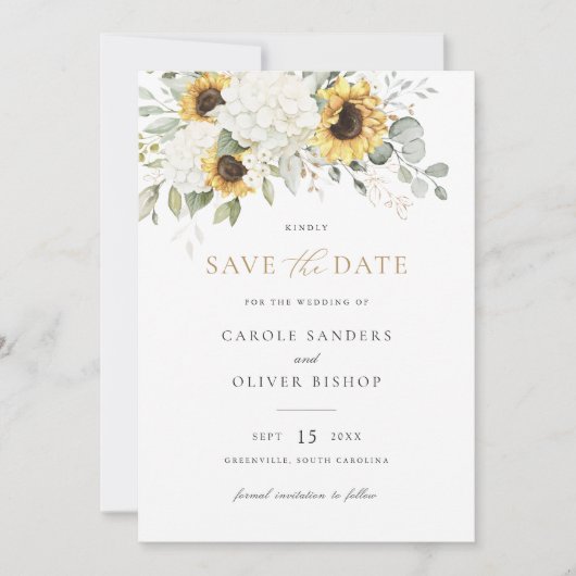 フローラひまわり結婚あじさい救さんのデート 招待状 (正面)