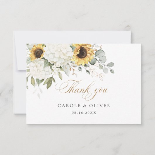 フローラひまわり結婚あじさい サンキューカード (正面)