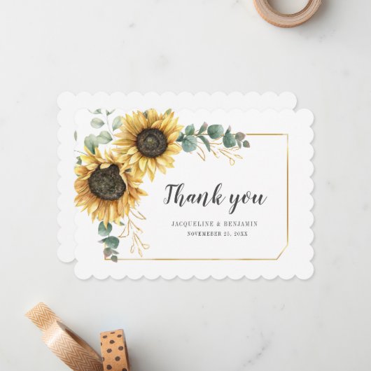 フローラひまわり結婚の緑 ノートカード (正面/裏面インサイチュ)