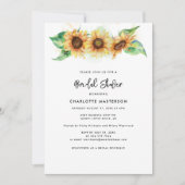 フローラひまわり緑のスクリプトブライダルシャワー 招待状 (正面)