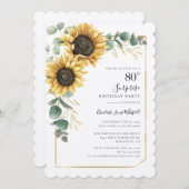 フローラひまわり緑サプライズ80誕生日 招待状 (正面/裏面)