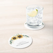 フローラひまわり緑50誕生日スワッグ ラウンドペーパーコースター (インサイチュ)