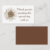 フローラひまわり茶色の花秋カントリーウェディング プレイスカード (正面/裏面)