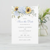 フローラひまわり青あじさい結婚さんの救日付 招待状 (スタンド正面)