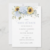 フローラひまわり青あじさい結婚さんの救日付 招待状 (正面)