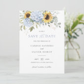 フローラひまわり青あじさい結婚さんの救日付 招待状 (スタンド正面)