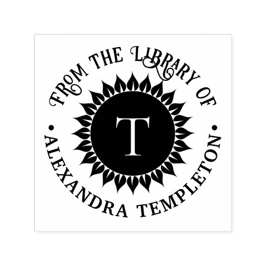 フローラひまわり#1イニシャル図書名 セルフインキングスタンプ (デザイン)