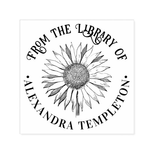 フローラひまわり#2Bラウンドライブラリーブック名 セルフインキングスタンプ (デザイン)
