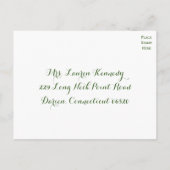 フローラひまわりRSVPグリーンイエローウェディングパーティー インビテーションポストカード (裏面)