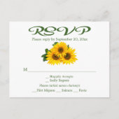 フローラひまわりRSVPグリーンイエローウェディングパーティー インビテーションポストカード (正面)