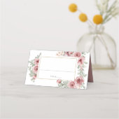 フローラほこりっぽいバラエレガントウェディング座席表 プレイスカード (正面)