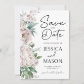 フローラほこりっぽいバラ保存日付結婚式招待状 招待状 (正面)