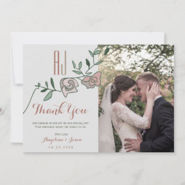 フローラほこりっぽいバラ結婚写真 サンキューカード