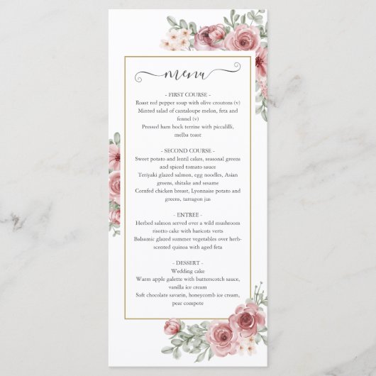 フローラほこりっぽいバラ結婚金ゴールドのディナーメニュー メニュー (正面)