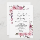 フローラほこりっぽいバラ赤面ピンクの花ブライダルシャワー 招待状 (正面/裏面)