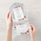 フローラほこりっぽいバラ金ゴールド幾何学的な冬の結婚式 オールインワン招待状 (貼ってはがせる)