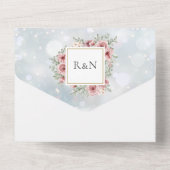 フローラほこりっぽいバラ金ゴールド幾何学的な冬の結婚式 オールインワン招待状 (裏面)