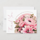 フローラほこりっぽいピンクワイルドフラワーサマー庭園の結婚式 サンキューカード (正面)