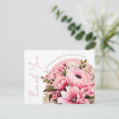 フローラほこりっぽいピンクワイルドフラワーサマー庭園の結婚式 サンキューカード (スタンド正面)