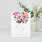 フローラほこりっぽいピンクワイルドフラワーサマー庭園の結婚式 サンキューカード (スタンド正面)