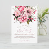 フローラほこりっぽいピンクワイルドフラワーサマー庭園の結婚式 シーズンカード (スタンド正面)