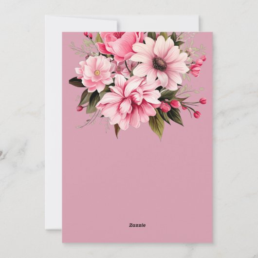 フローラほこりっぽいピンクワイルドフラワーサマー庭園の結婚式 シーズンカード (裏面)