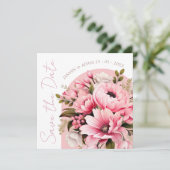 フローラほこりっぽいピンクワイルドフラワーサマー庭園の結婚式 セーブザデート (スタンド正面)