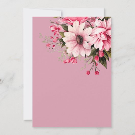 フローラほこりっぽいピンクワイルドフラワーサマー庭園の結婚式 招待状 (裏面)