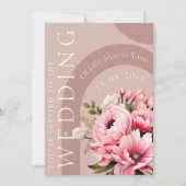 フローラほこりっぽいピンクワイルドフラワーサマー庭園の結婚式 招待状 (正面)