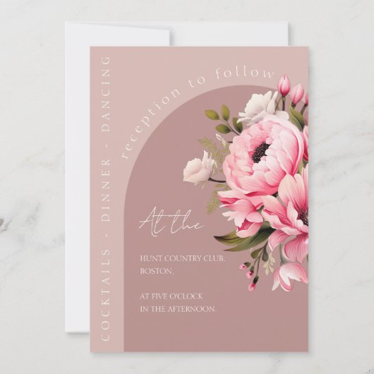 フローラほこりっぽいピンクワイルドフラワーサマー庭園の結婚式 招待状 (裏面)