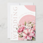 フローラほこりっぽいピンクワイルドフラワーサマー庭園の結婚式 招待状 (正面)