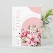 フローラほこりっぽいピンクワイルドフラワーサマー庭園の結婚式 招待状 (スタンド正面)