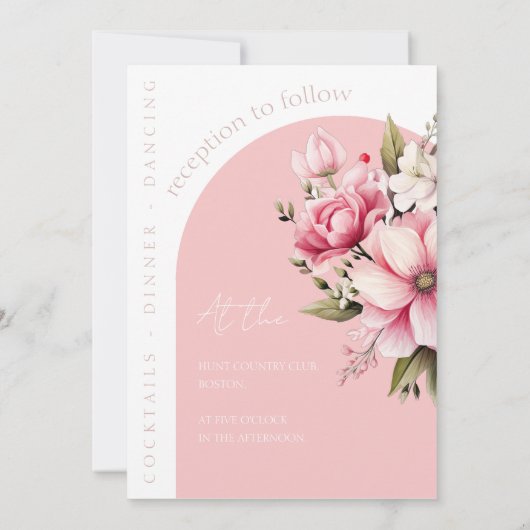 フローラほこりっぽいピンクワイルドフラワーサマー庭園の結婚式 招待状 (裏面)