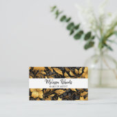 フローラほこりっぽいブラック&金ゴールドのQRロゴ写真 名刺 (スタンド正面)