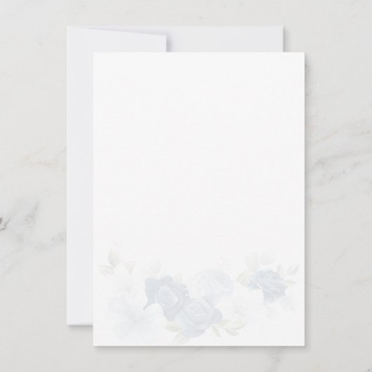フローラほこりっぽいブルーウォーターカラーフラワーズブライダルシャワー 招待状 (裏面)