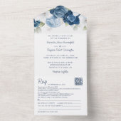 フローラほこりっぽい青い植物結婚の葉 オールインワン招待状 (内側)