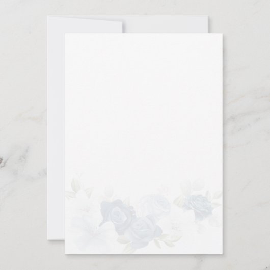 フローラほこりっぽい青い緑の葉ブライダルシャワー 招待状 (裏面)