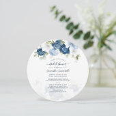 フローラほこりっぽい青い花水彩ブライダルシャワー 招待状 (スタンド正面)