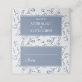 フローラほこりっぽい青エレガントなウェディングフォールディング プレイスカード (外部開封)