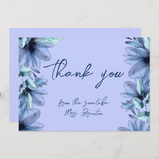 フローラほこりっぽい青紫 サンキューカード (正面/裏面)