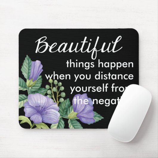 フローラやる気を起こさせる姿勢紫色フラワーブラック マウスパッド (マウス)